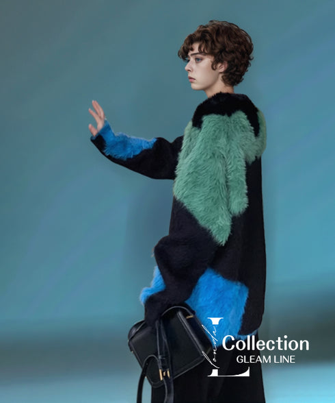 Color-matching shaggy sweater